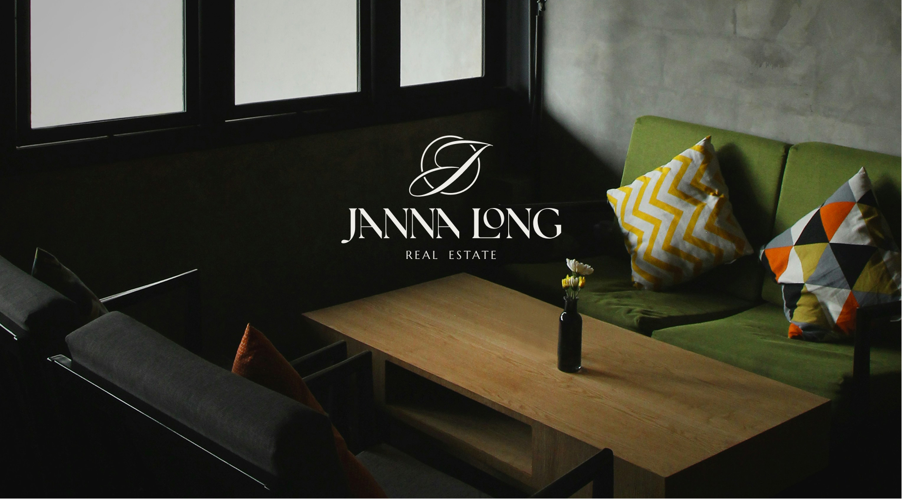 Janna Long Real Estate logo on interior scene